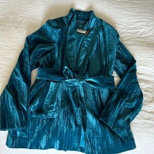 NWT Nasty Gal Teal Crushed Velvet Blazer